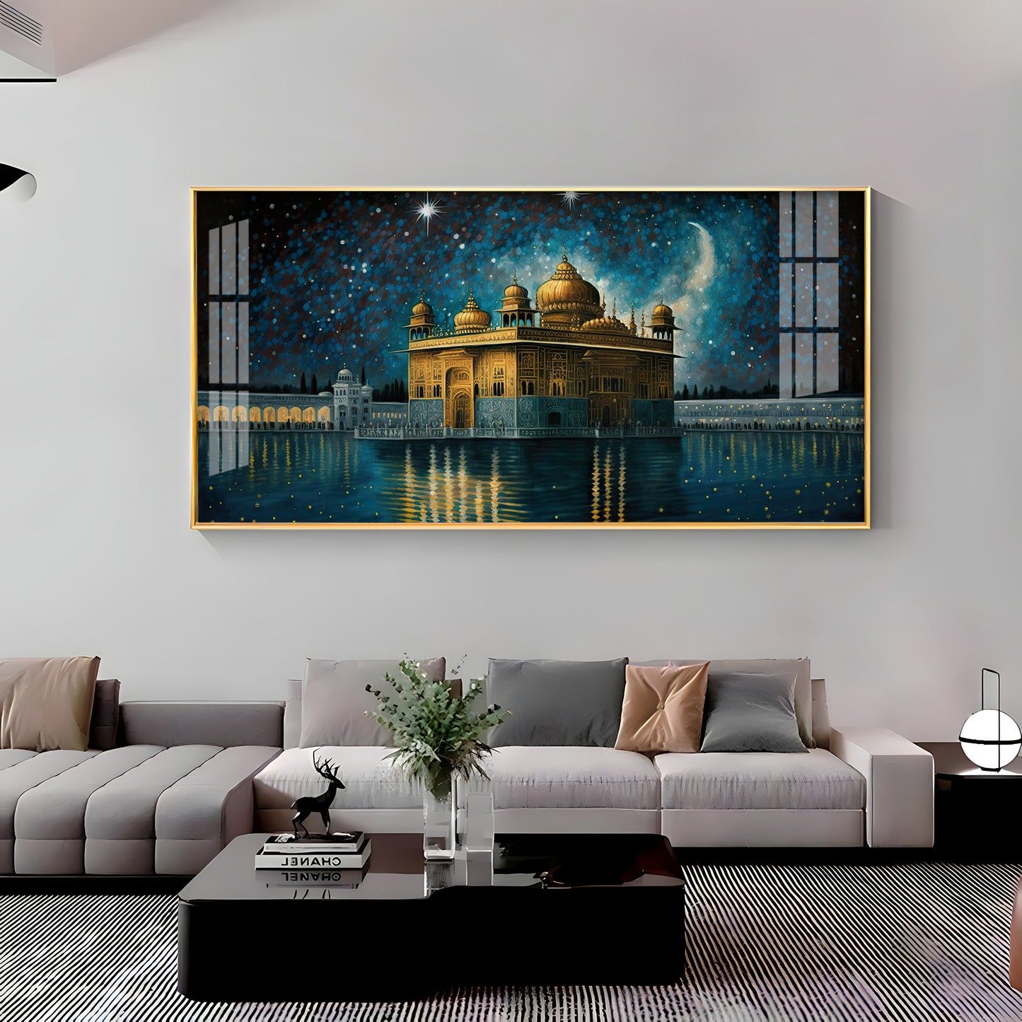 Beautiful Golden Temple With Constellation Premium Acrylic Horizontal Wall Art