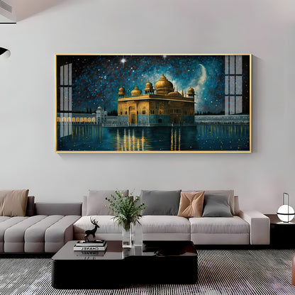 Beautiful Golden Temple With Constellation Premium Acrylic Horizontal Wall Art