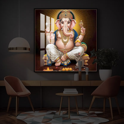 Shree Ganesh Modern Luxury Backlight Square Wall Art