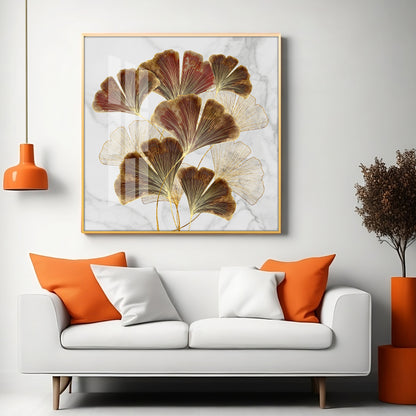 Biloba Leaf Premium Acrylic Square Wall Art