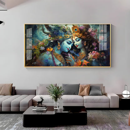 Mystical Love Of Radha Krishna Premium Acrylic Horizontal Wall Art