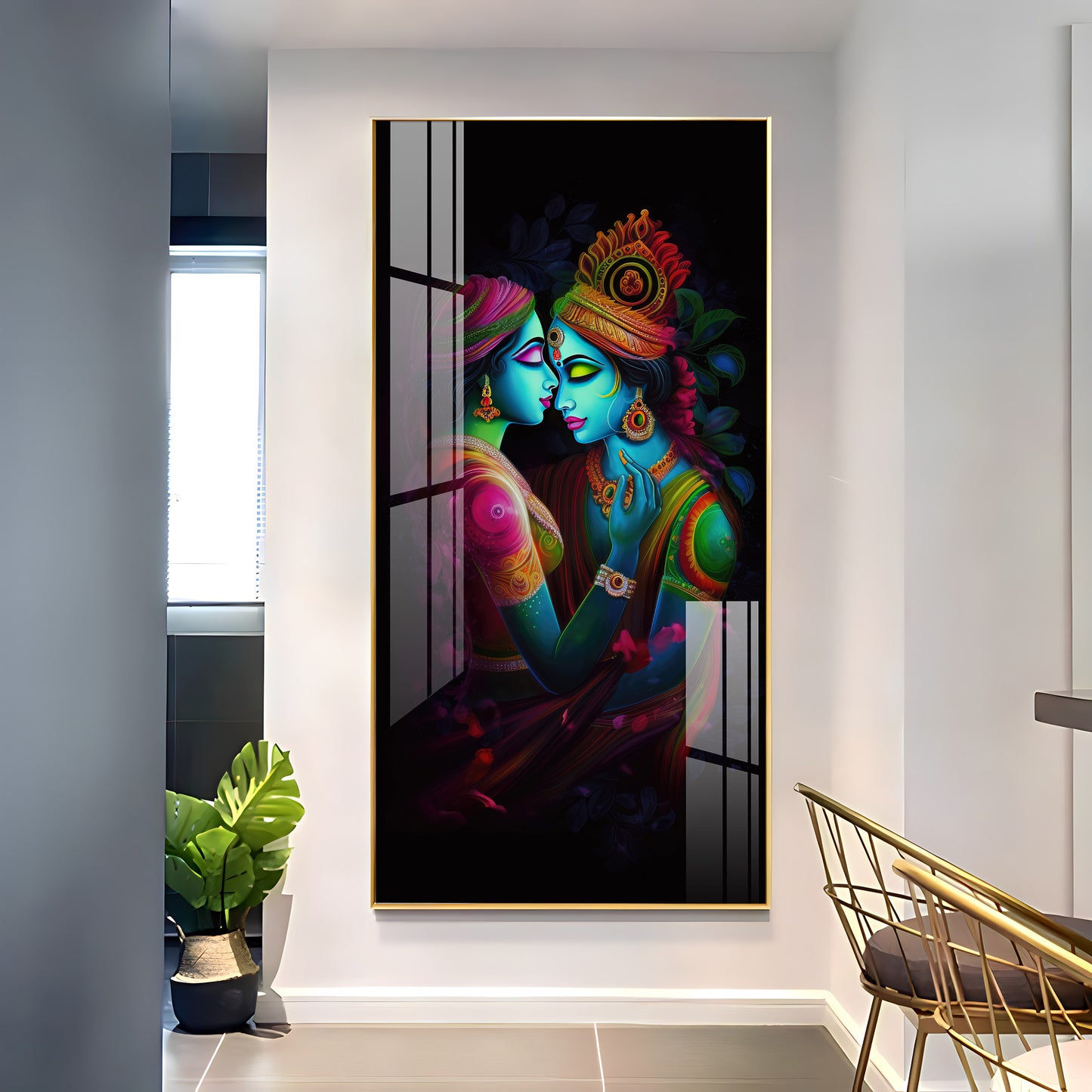 Shri Radhe Krishna Premium Acrylic Vertical Wall Art