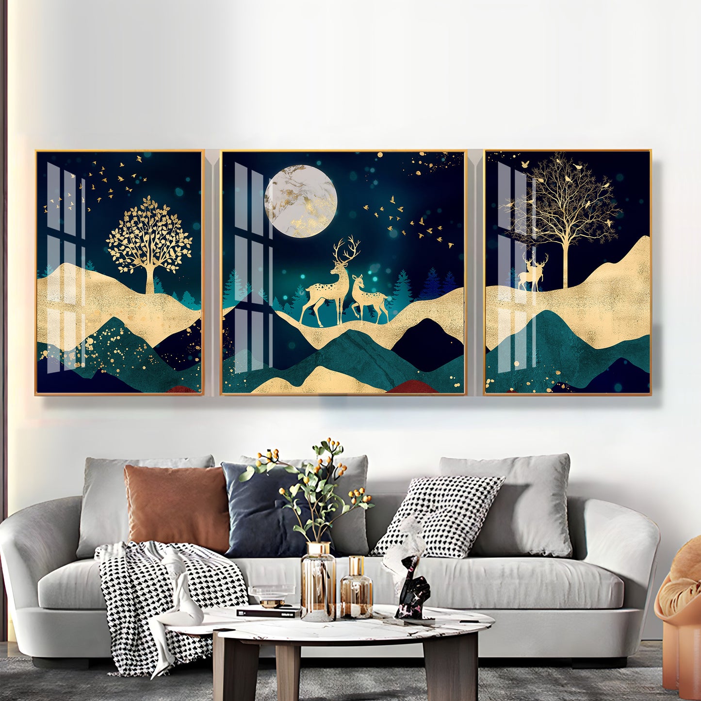 Glittering Night Premium Acrylic Wall Art (Set of 3)