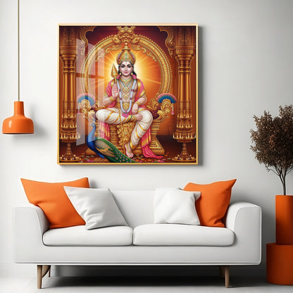 Lord Murugan and His Blessings Premium Acrylic Square Wall Art
