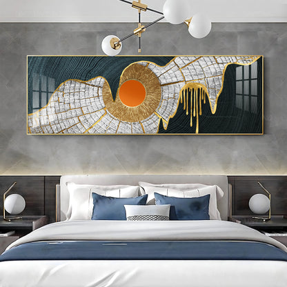 Golden Frill With Orange Circle Premium Acrylic Horizontal Wall Art