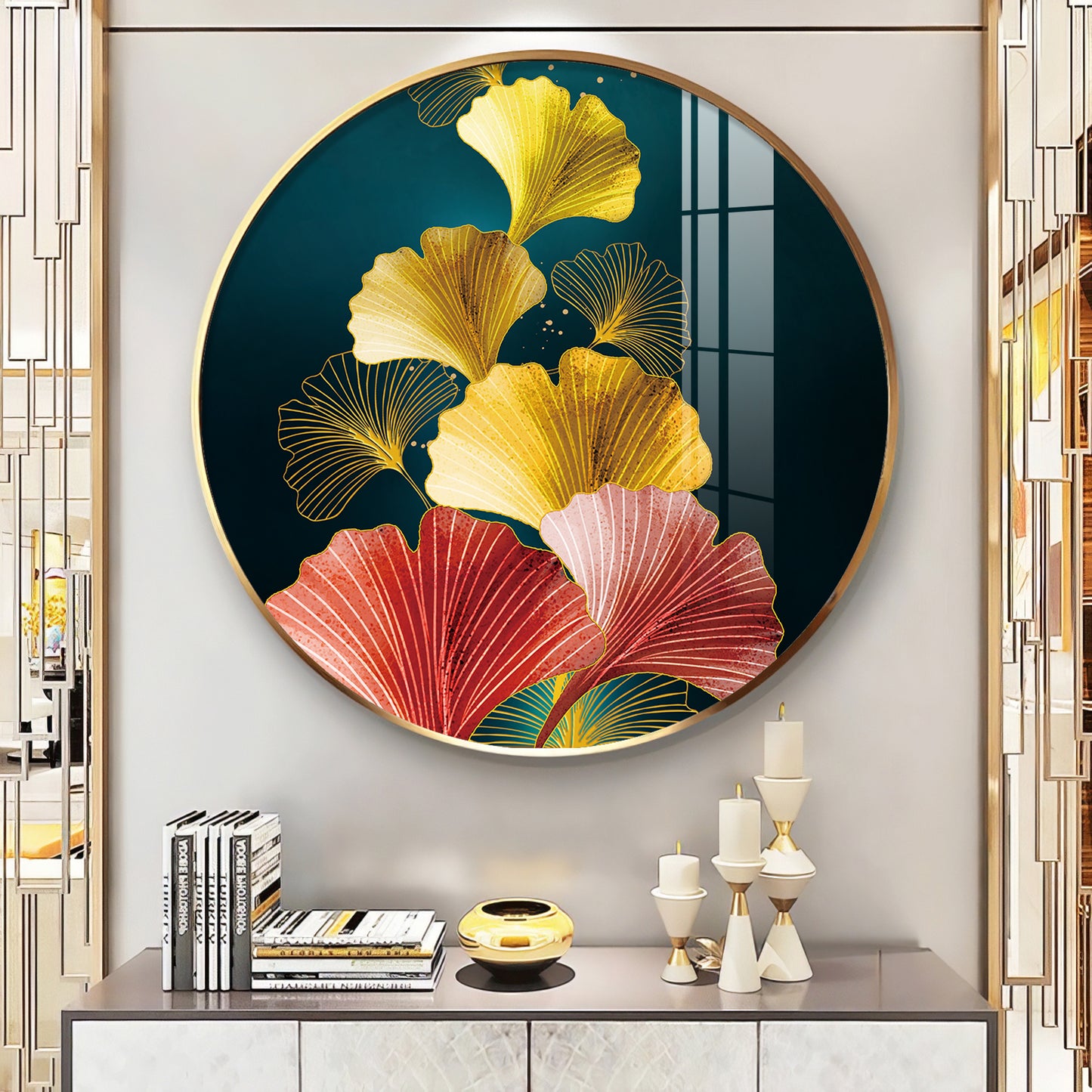 Colorful Petals Premium Acrylic Round Wall Art