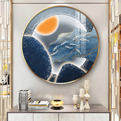 Glacier Koi Fish Premium Acrylic Round Wall Art