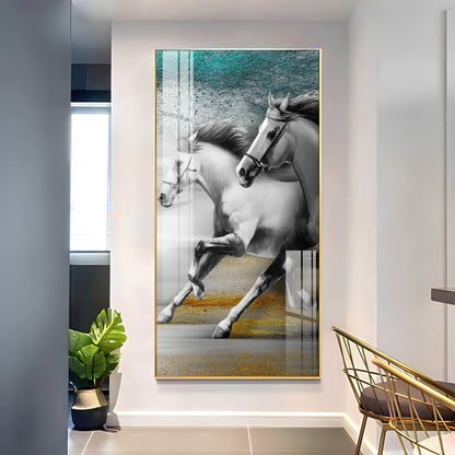 Arabian White Horse Premium Acrylic Vertical Wall Art