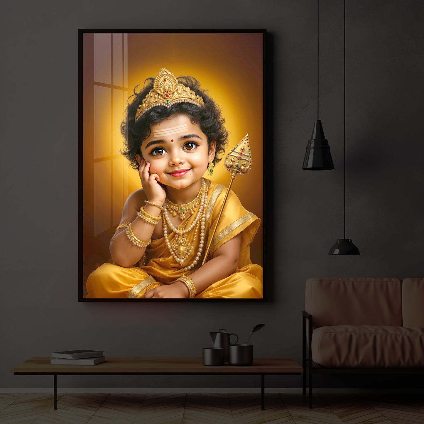 Baby Murugan Modern Luxury Backlight Vertical Wall Art