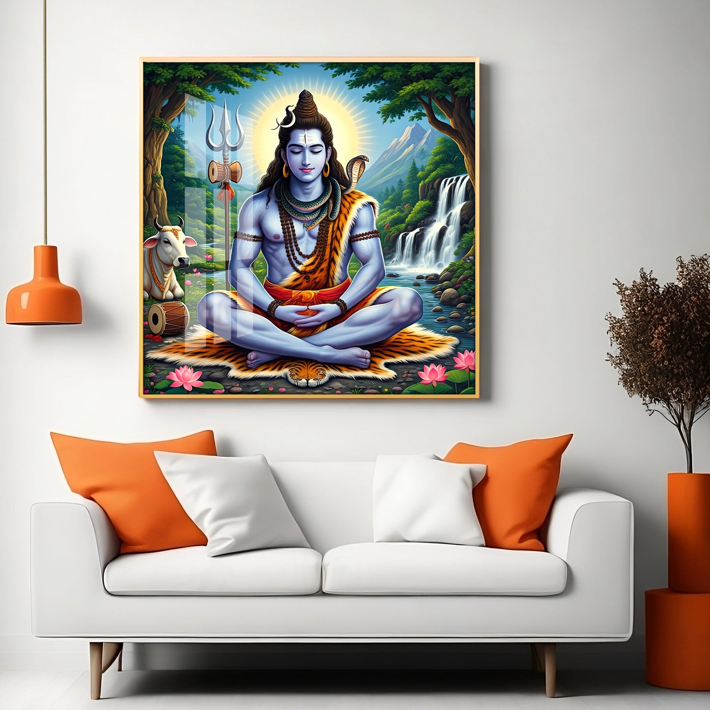 Lord Shiva in Contemplation Premium Acrylic Square Wall Art