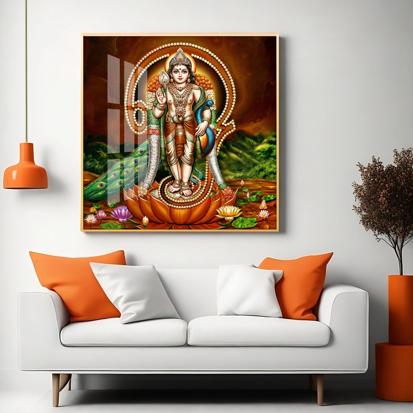 Lord Murugan Swamy Kartikey Premium Acrylic Square Wall Art