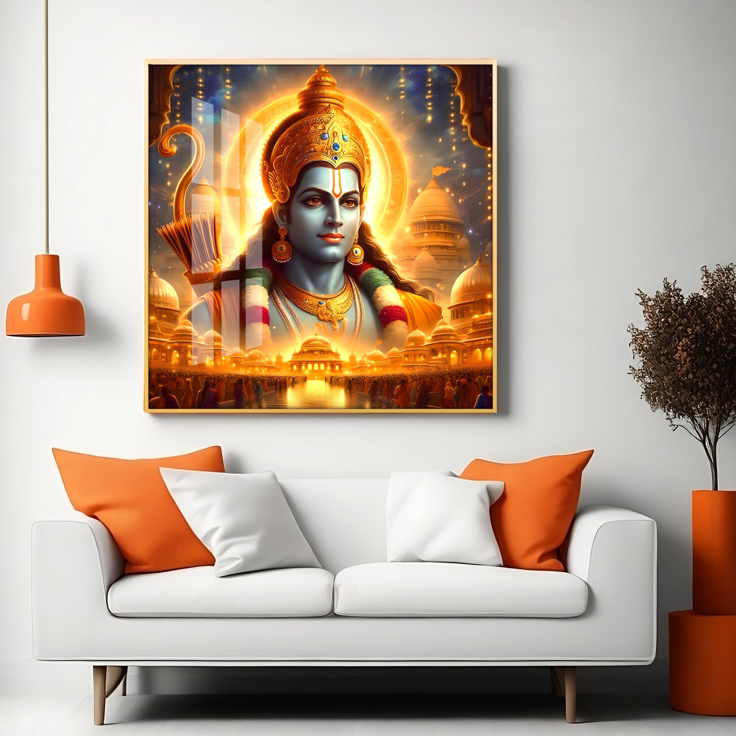 Shree Ramchandra Premium Acrylic Square Wall Art