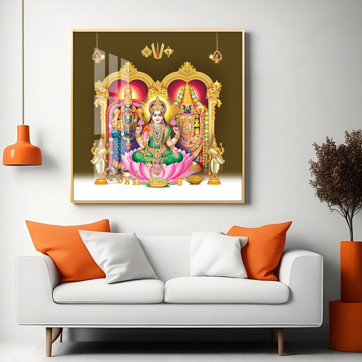 Balaji Padamavathi with kuber Laxmi Premium Acrylic Square Wall Art