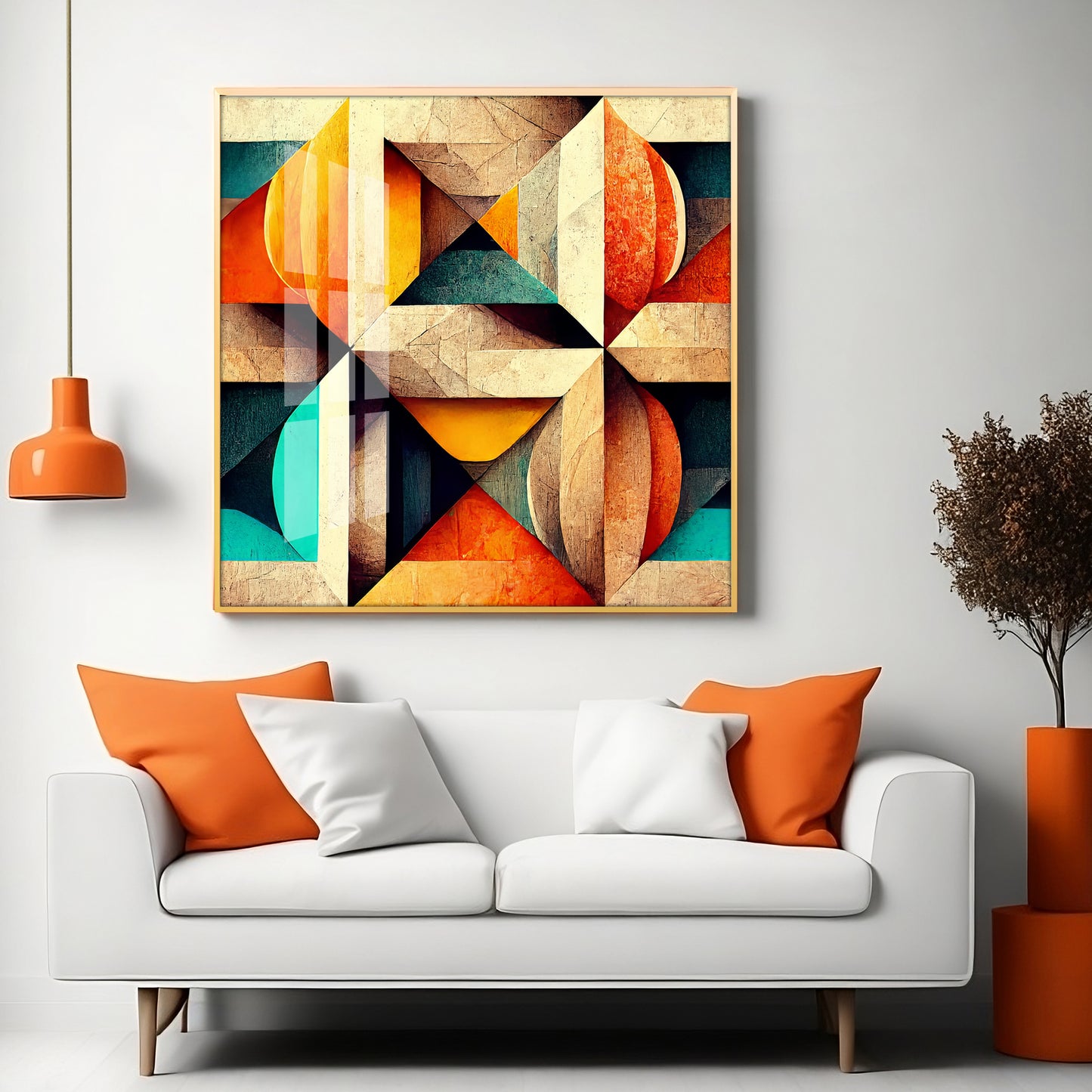 Seamless Pattern Shapes Premium Acrylic Square Wall Art