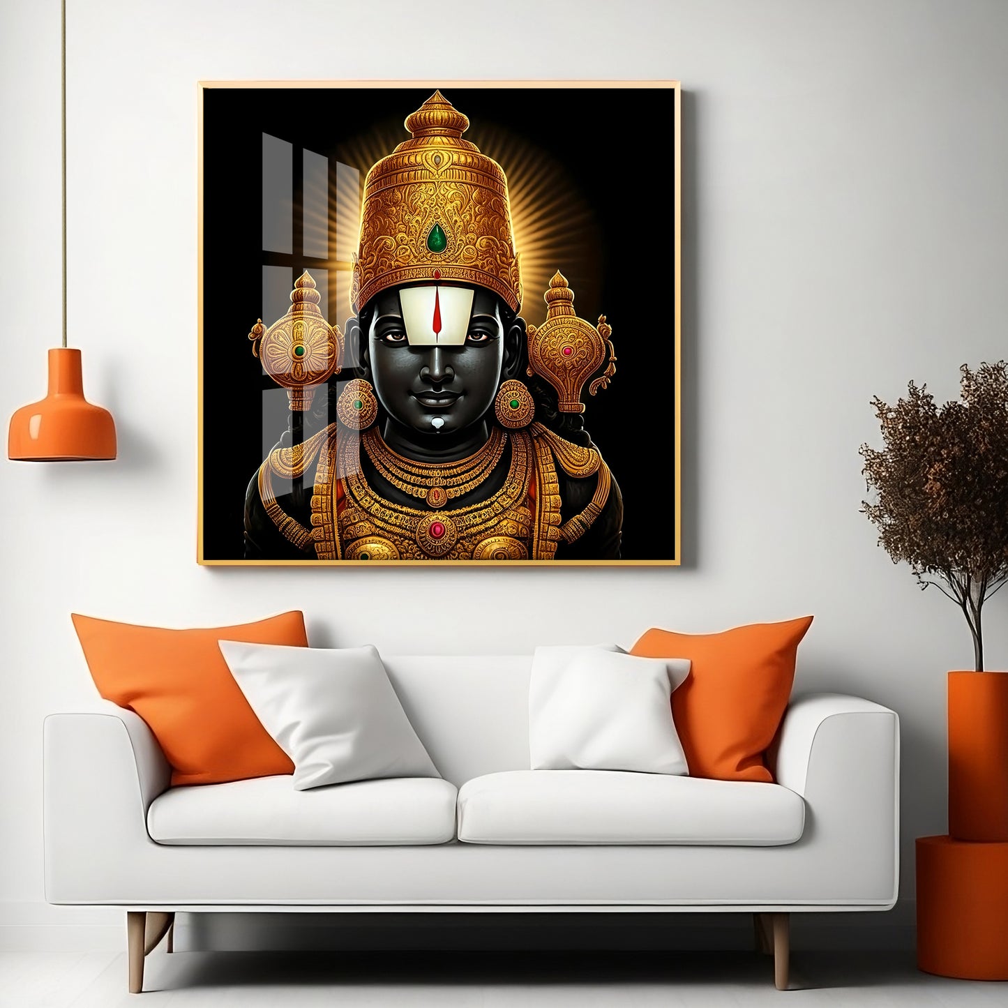 Ethereal Lord Venkateswara Swami Premium Acrylic Square Wall Art