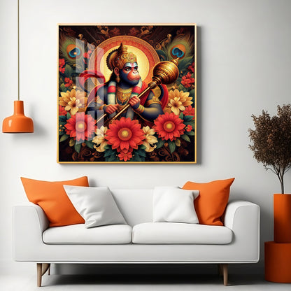 God Hanuman Premium Acrylic Square Wall Art