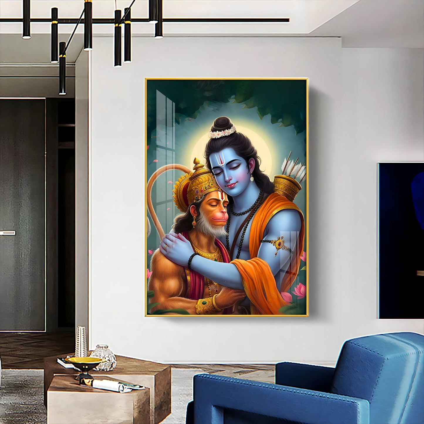 Lord Rama And Hanuman Brotherhood Premium Acrylic Wall Art