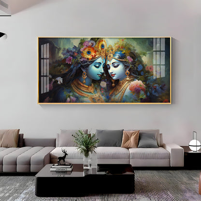 Krishna's Love For Radha Premium Acrylic Horizontal Wall Art