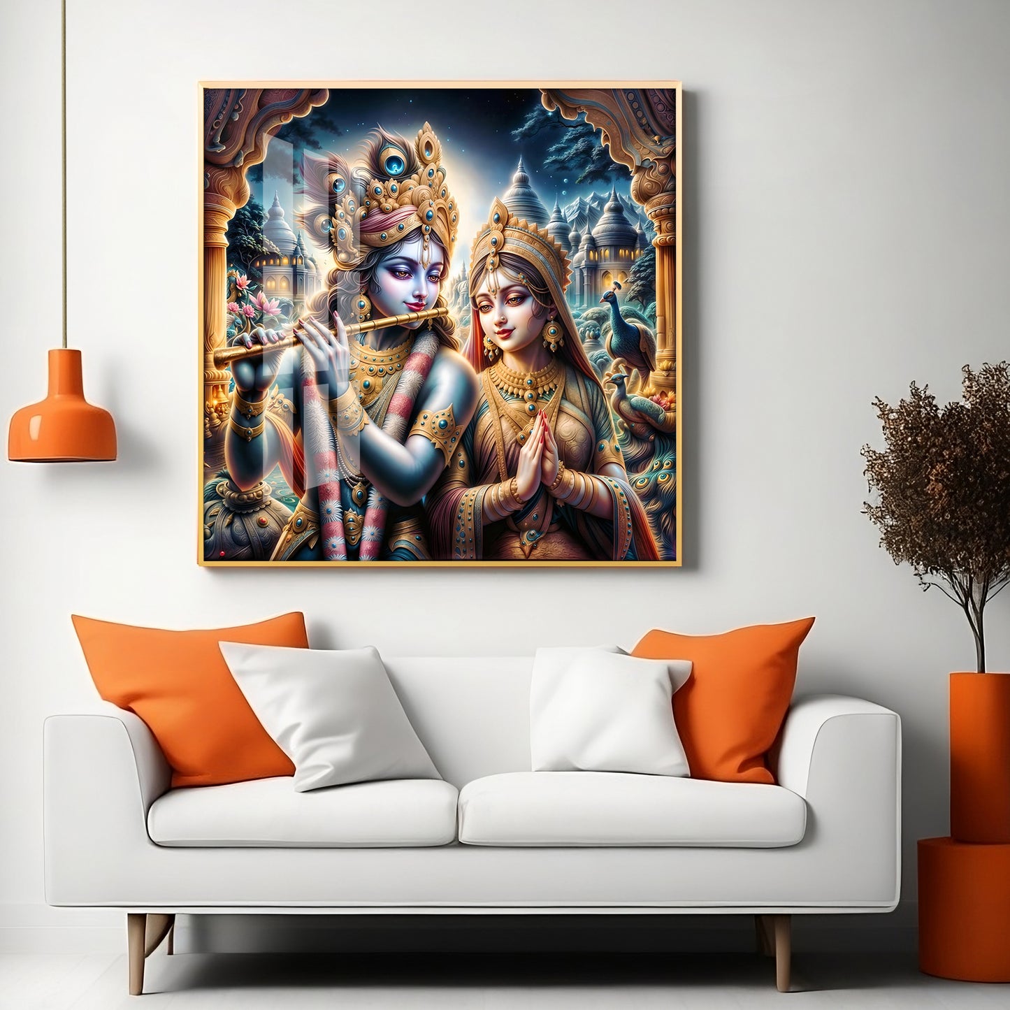 Jai Shree Radhe Krishna Premium Acrylic Square Wall Art