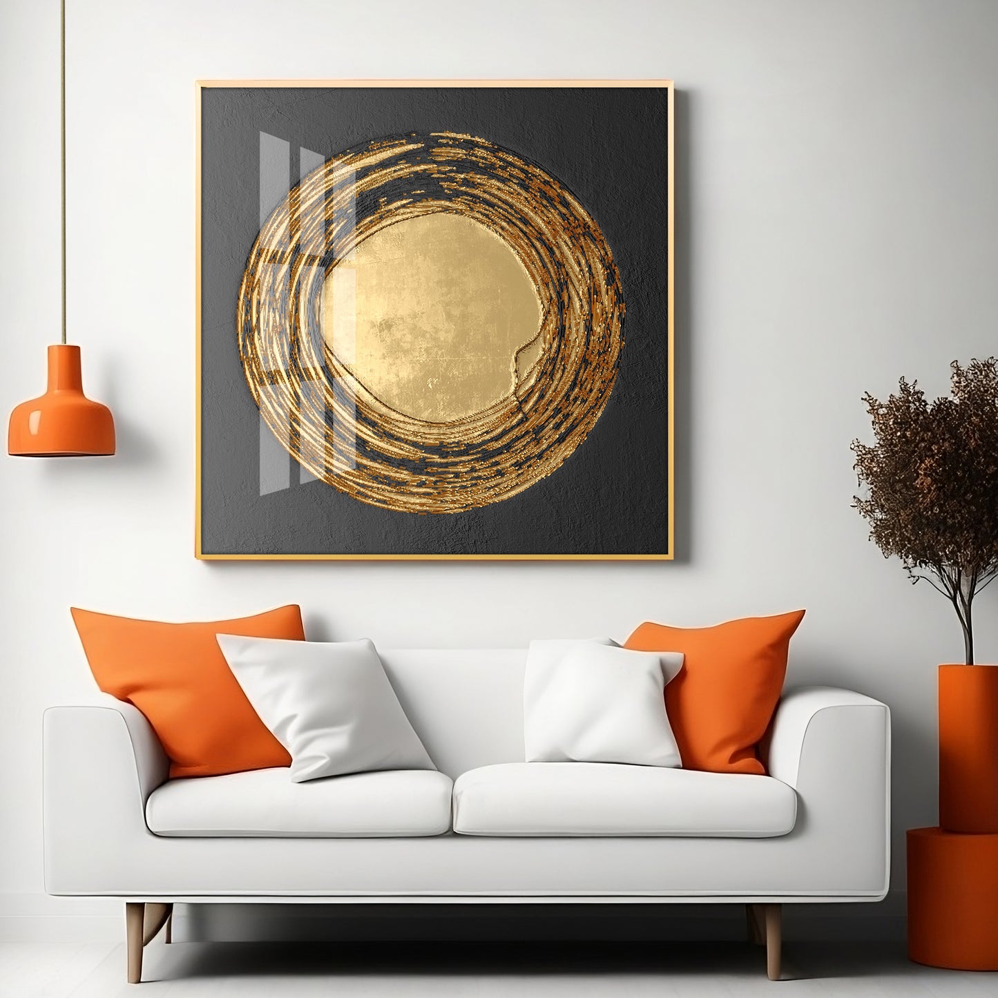 Retro Golden Circle Premium Acrylic Square Wall Art