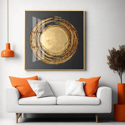 Retro Golden Circle Premium Acrylic Square Wall Art