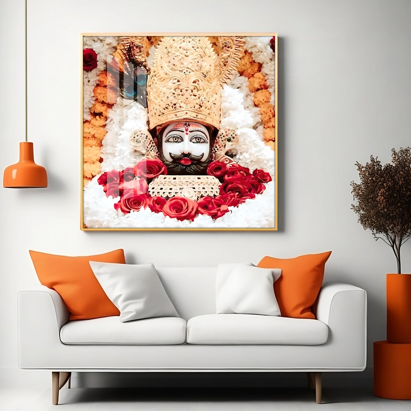 Lord Khatu Shyam Premium Acrylic Square Wall Art