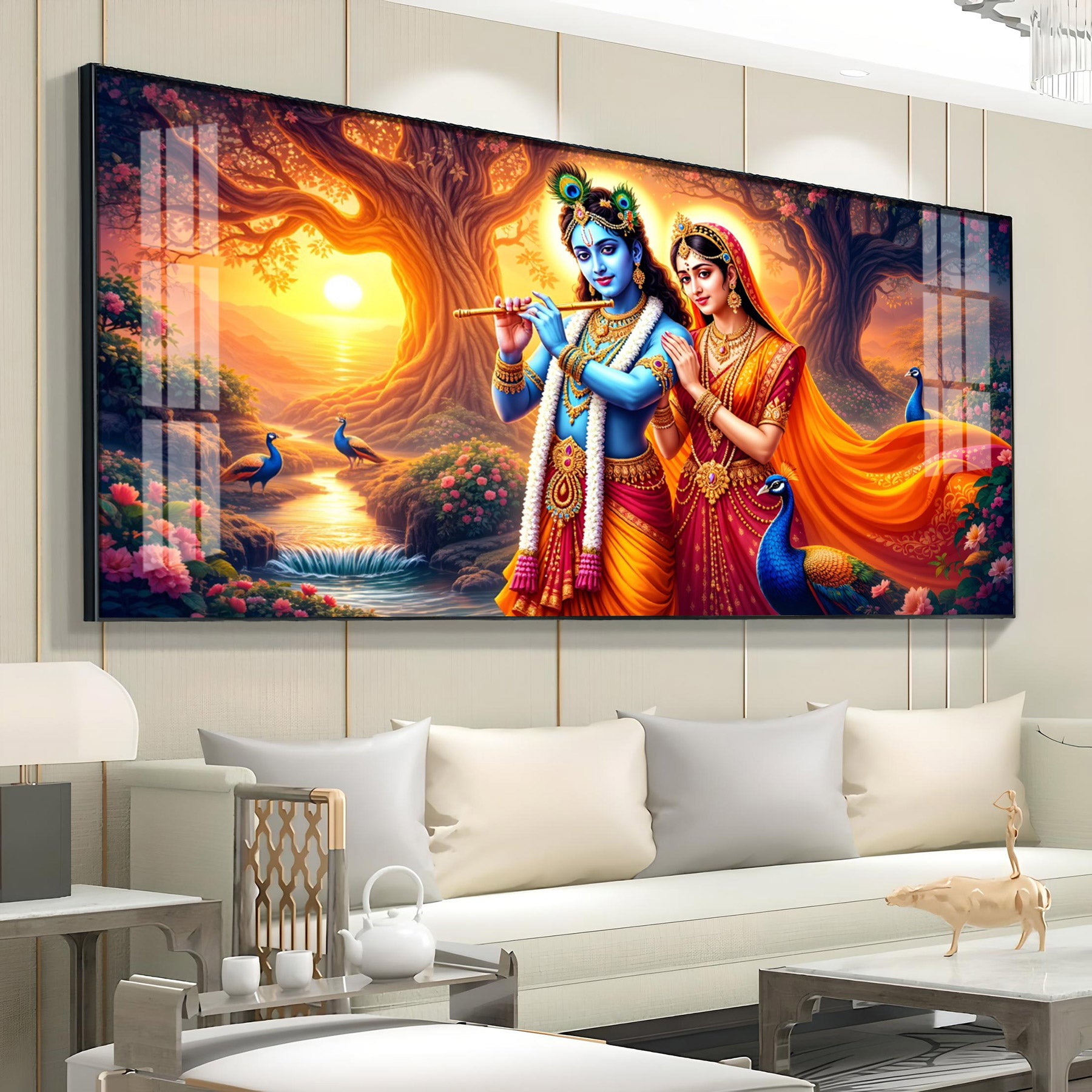 Radha Krishan Sunset Serenity Premium Acrylic Horizontal Wall Art