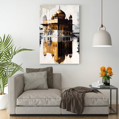 Shades of Golden temple Acrylic Wall Art