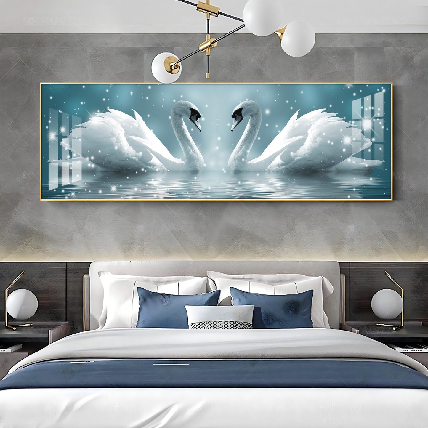 Loving Swans Premium Acrylic Horizontal Wall Art