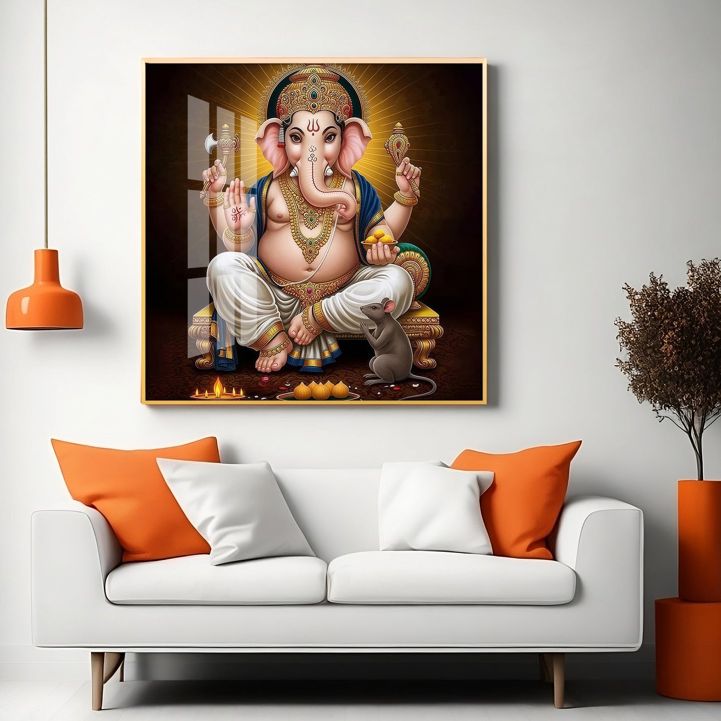Ganesha Ji Premium Acrylic Square Wall Art