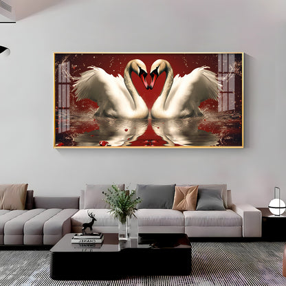 Vibrant Two Swan Premium Acrylic Horizontal Wall Art