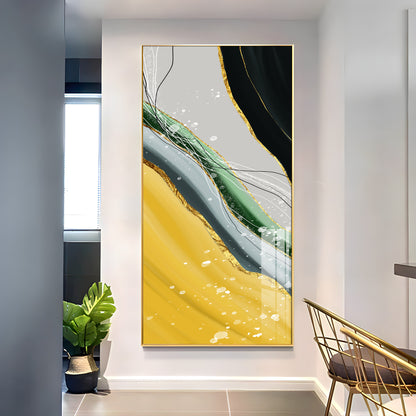 Golden Greens Premium Acrylic Vertical Wall Art