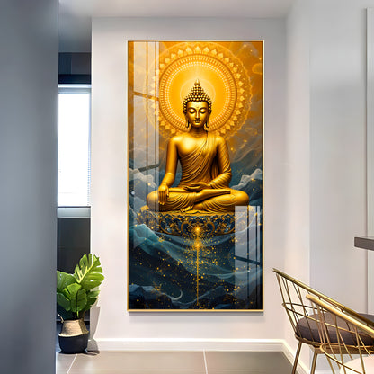 Tranquil Gold Buddha Premium Acrylic Vertical Wall Art