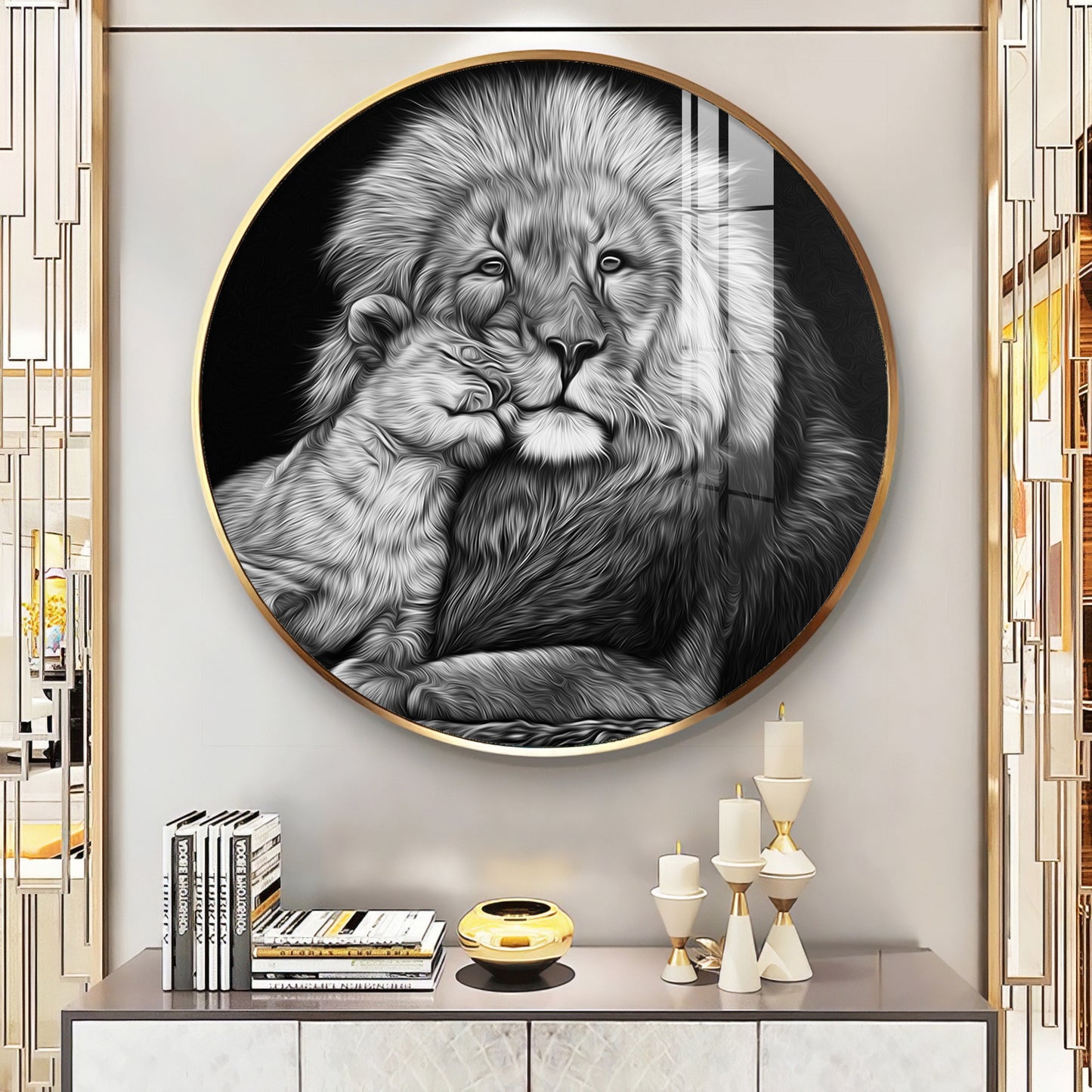 The Lion Emblem Premium Acrylic Round Wall Art