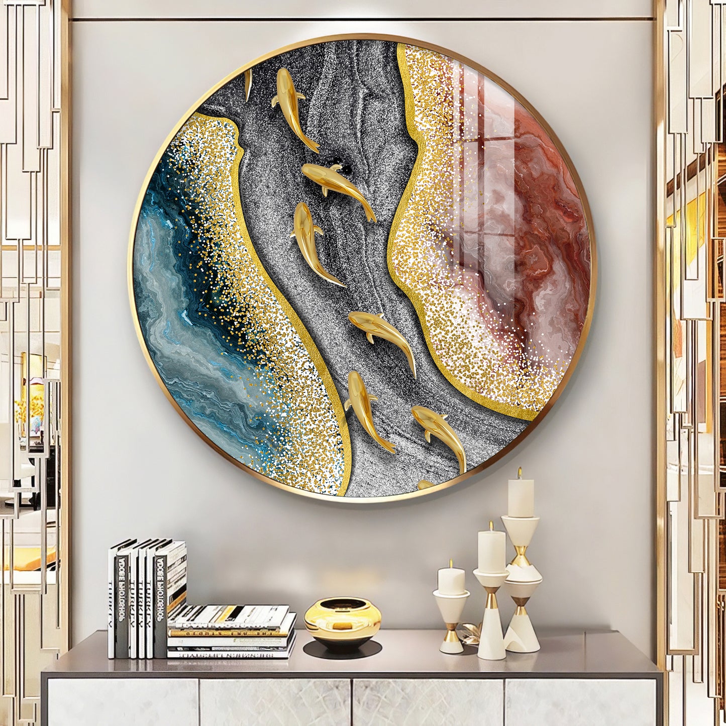 Oceanic Embrace Premium Acrylic Round Wall Art