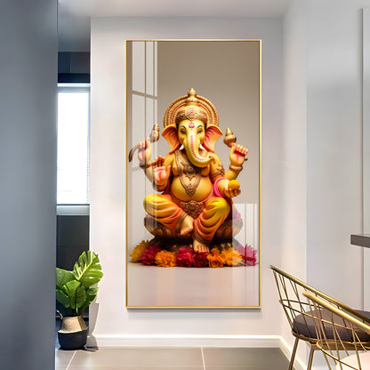 Lord Ganpati Premium Acrylic Vertical Wall Art