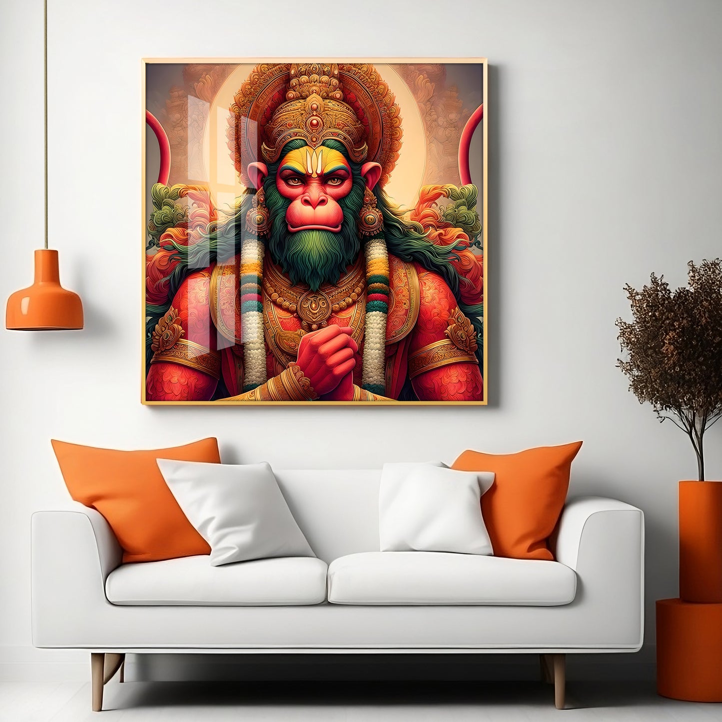 Veer Hanuman Premium Acrylic Square Wall Art