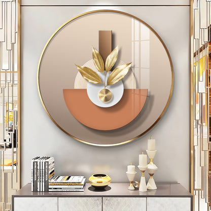 Leafy Luxe Vase Premium Acrylic Round Wall Art