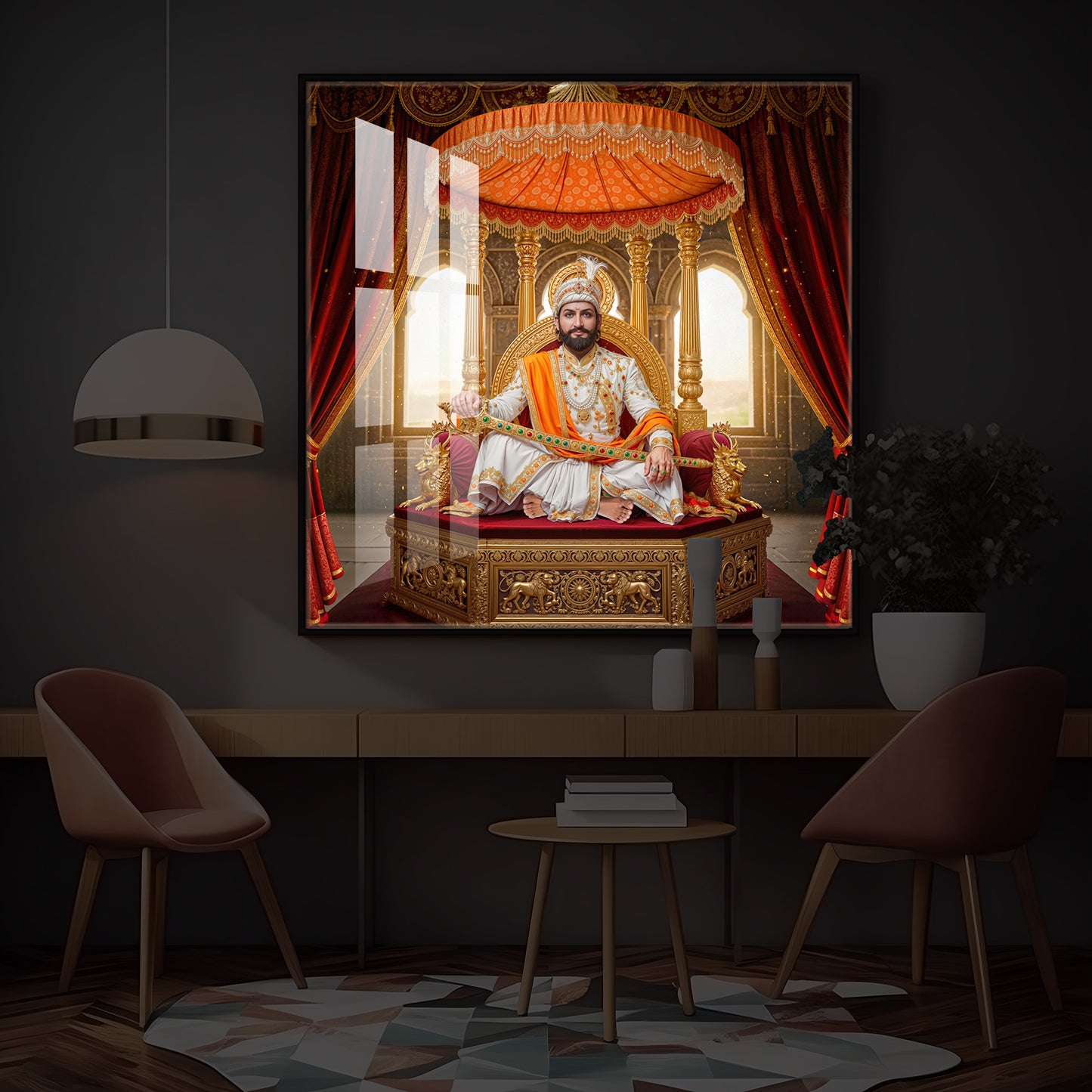 Rajyabhishek of Chattrapati Shivaji Maharaj Modern Luxury Backlight Square Wall Art