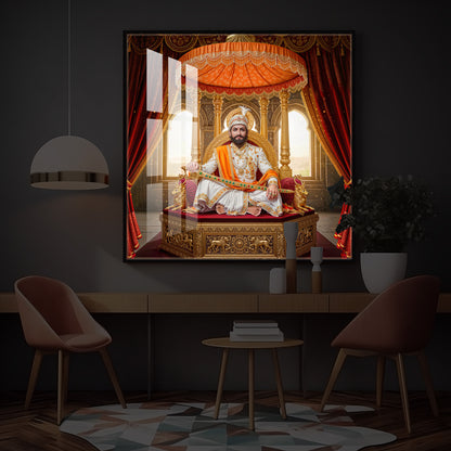 Rajyabhishek of Chattrapati Shivaji Maharaj Modern Luxury Backlight Square Wall Art