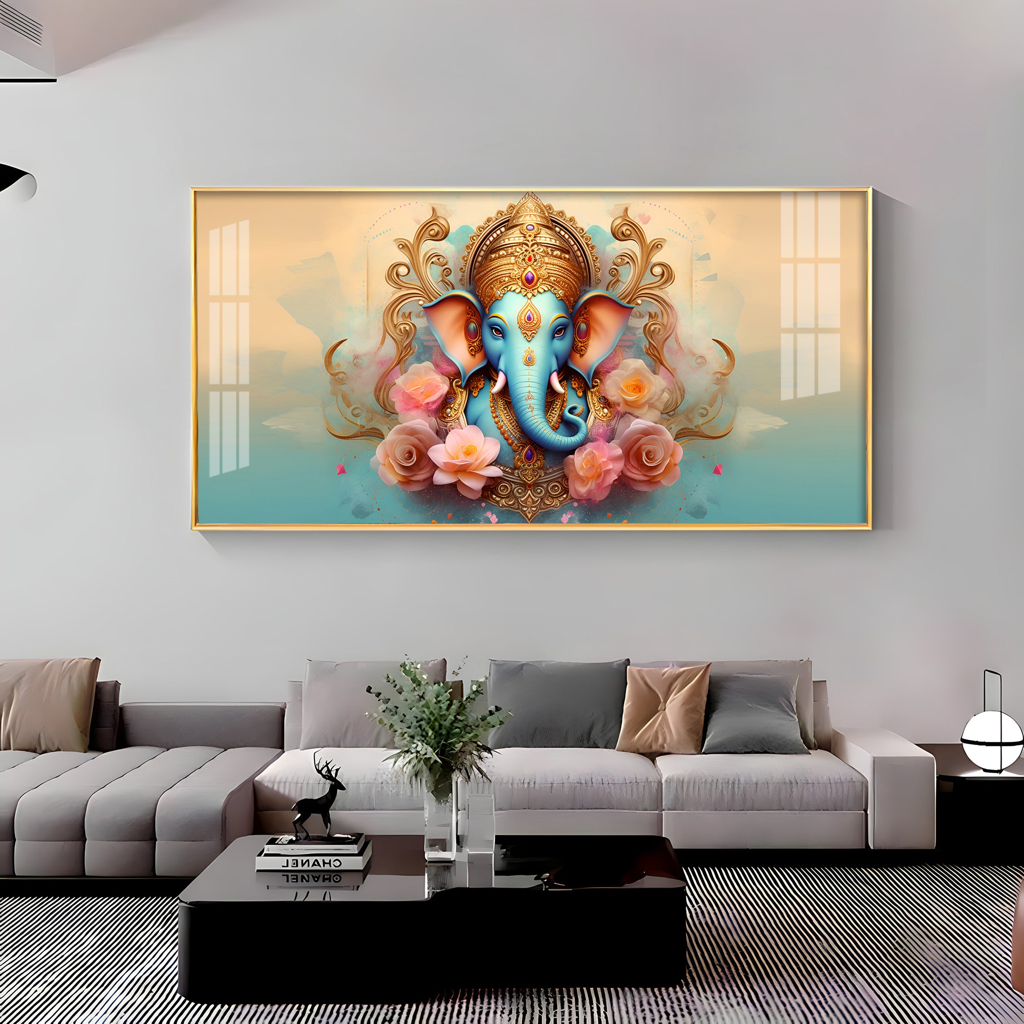 Divine Lord Ganesha Premium Acrylic Horizontal Wall Art