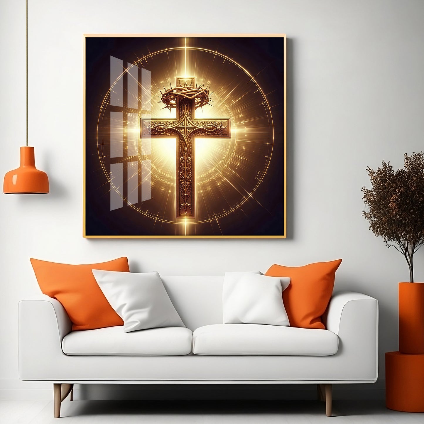 Cross Symbol In Premium Acrylic Square Wall Art