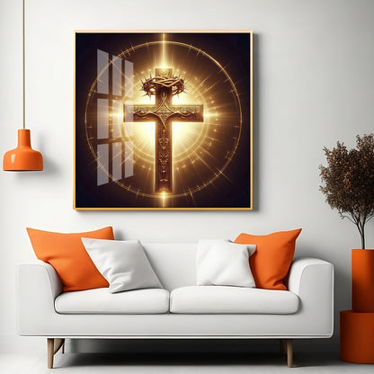 Cross Symbol In Premium Acrylic Square Wall Art