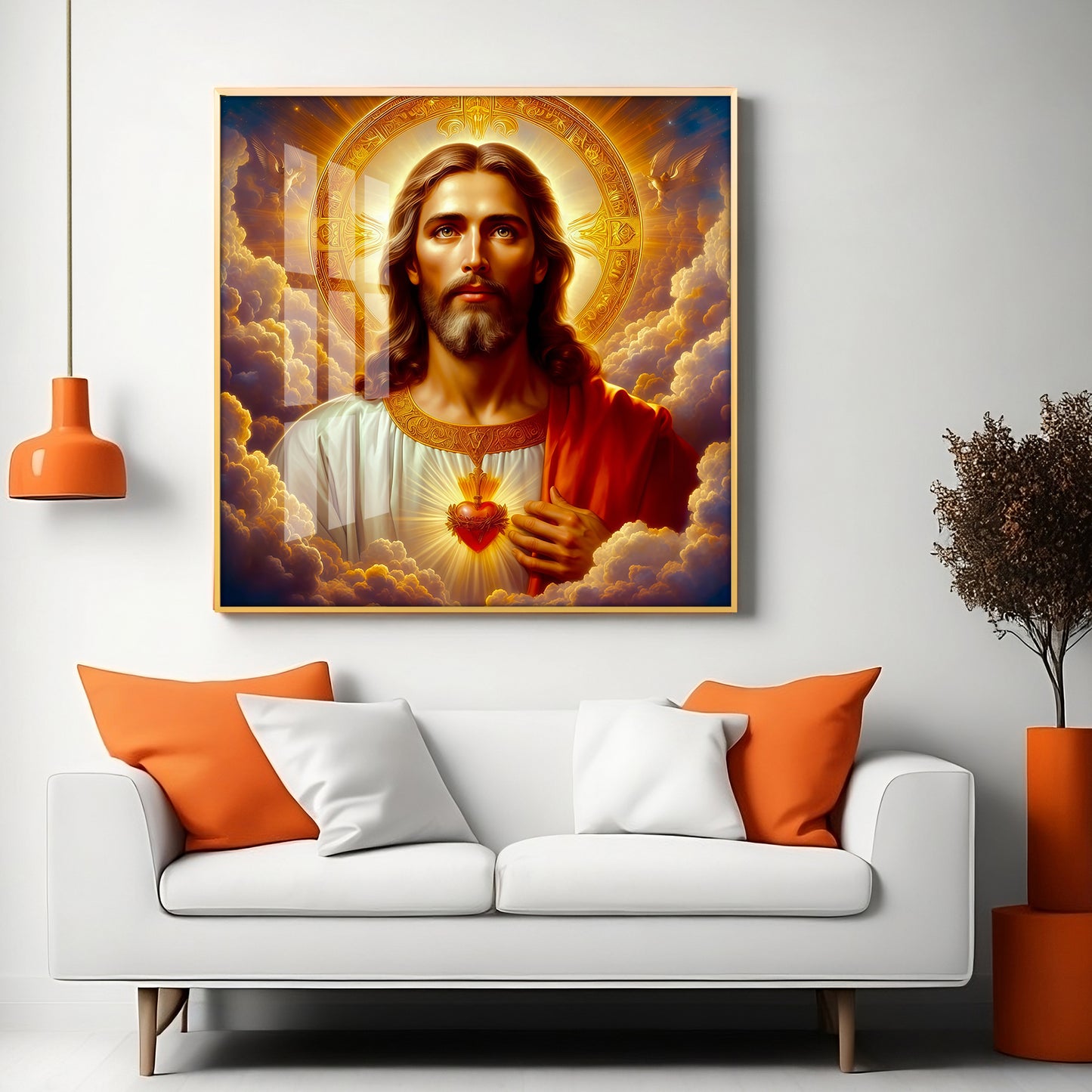 Holy Jesus Premium Acrylic Square Wall Art