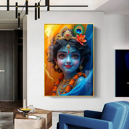 Krishna Smiling Reflection Premium Acrylic Wall Art