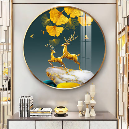 Dancing Antlers Premium Acrylic Round Wall Art