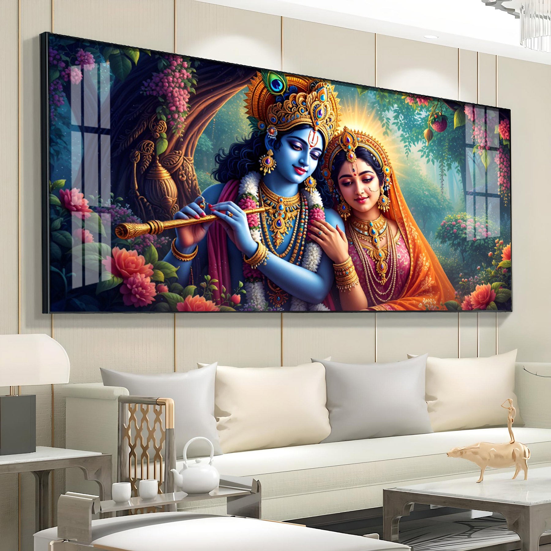 The Krishna-Radha Masterpiece Premium Acrylic Horizontal Wall Art