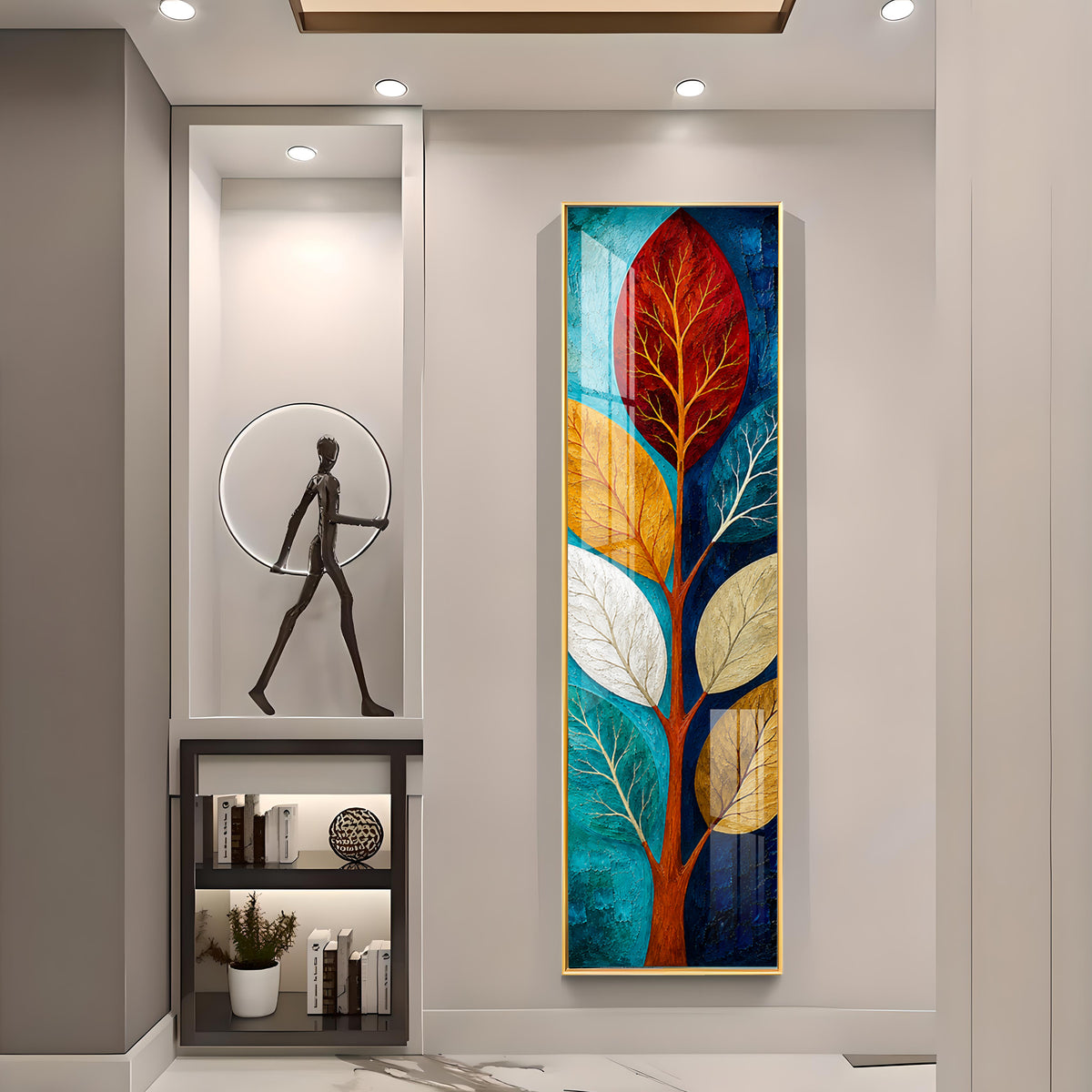 Abstract Colorful Tree Leaves Premium Acrylic Vertical Wall Art