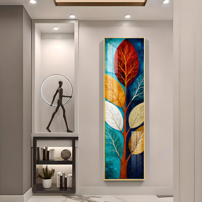 Abstract Colorful Tree Leaves Premium Acrylic Vertical Wall Art