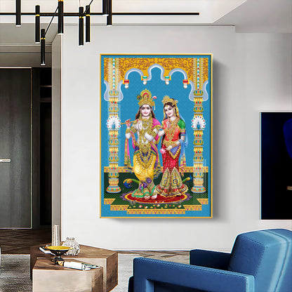 Divine Radha and Krishna Premium Acrylic Vertical Wall Art